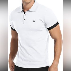 YTD Men’s Classic Polo Shirt Short Sleeve Lightweight Slim Fit MED WHITE NWT